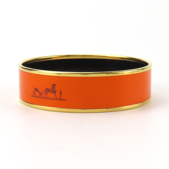 HERMES Bangle Metal, Cloisonne Orange Emilel GM Women Used Authentic