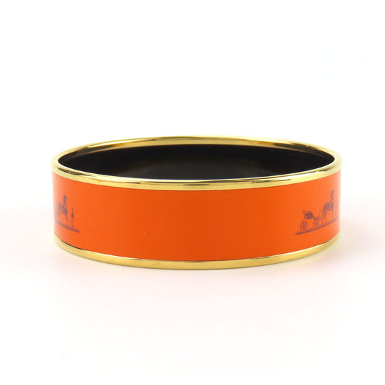 HERMES Bangle Metal, Cloisonne Orange Emilel GM Women Used Authentic