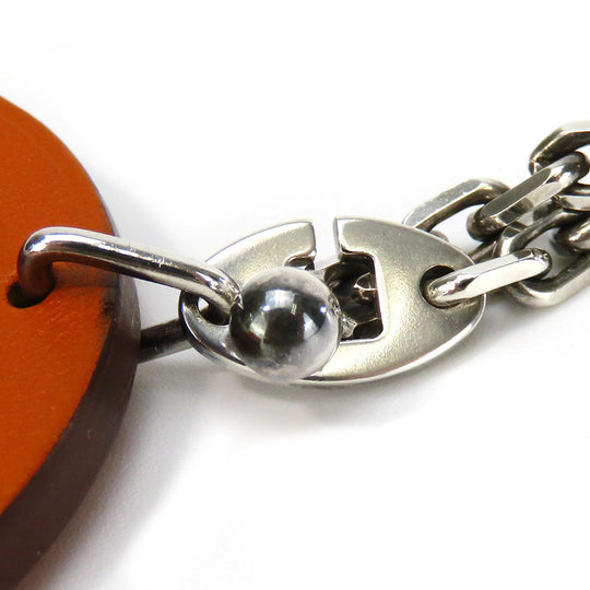 HERMES key ring Leather, Silver925 Orange Women Used Authentic