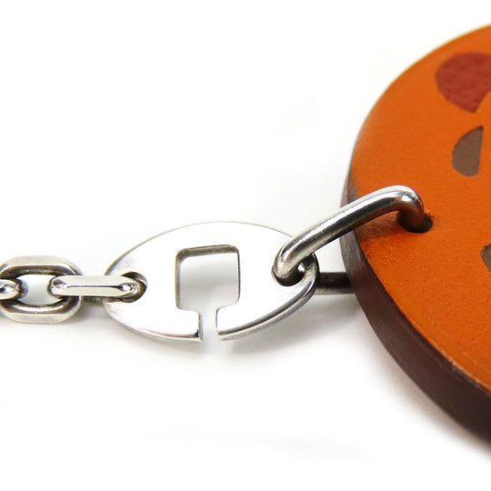 HERMES key ring Leather, Silver925 Orange Women Used Authentic