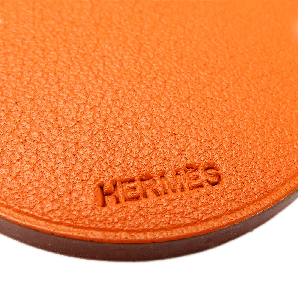 HERMES key ring Leather, Silver925 Orange Women Used Authentic