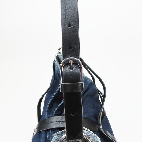 DIESEL Shoulder Bag Denim, Leather Indigo Women Used Authentic