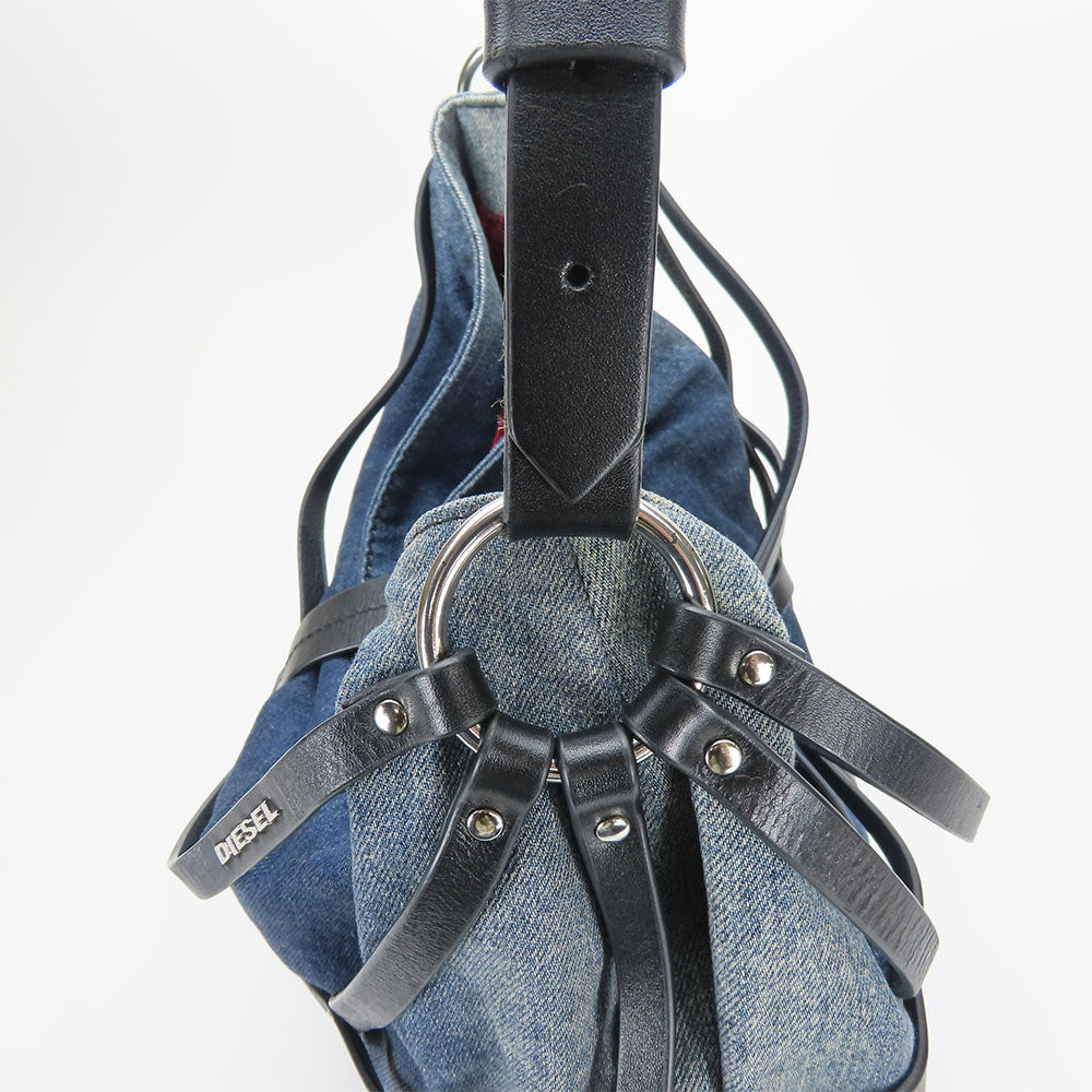 DIESEL Shoulder Bag Denim, Leather Indigo Women Used Authentic