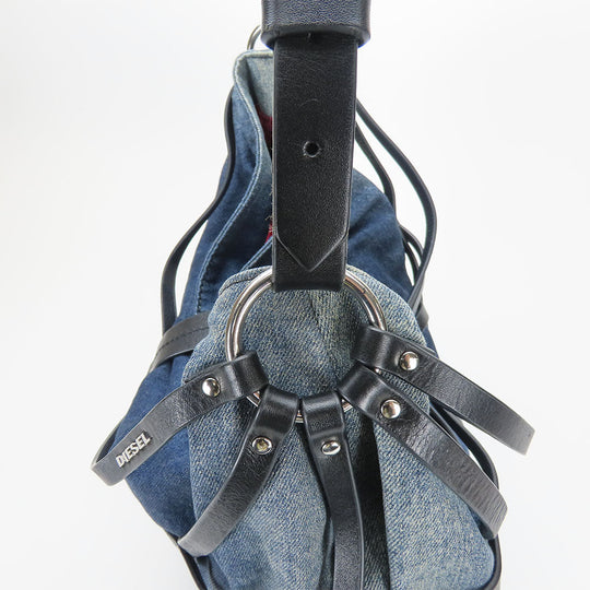DIESEL Shoulder Bag Denim, Leather Indigo Women Used Authentic