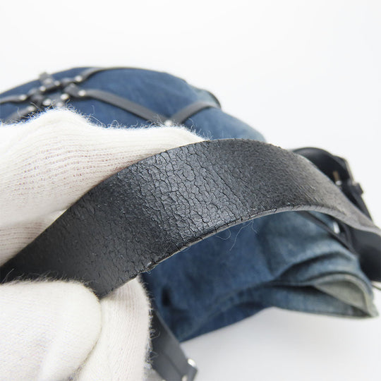 DIESEL Shoulder Bag Denim, Leather Indigo Women Used Authentic