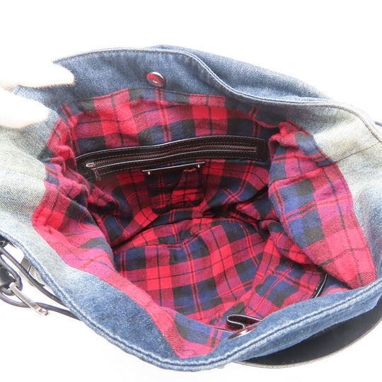 DIESEL Shoulder Bag Denim, Leather Indigo Women Used Authentic