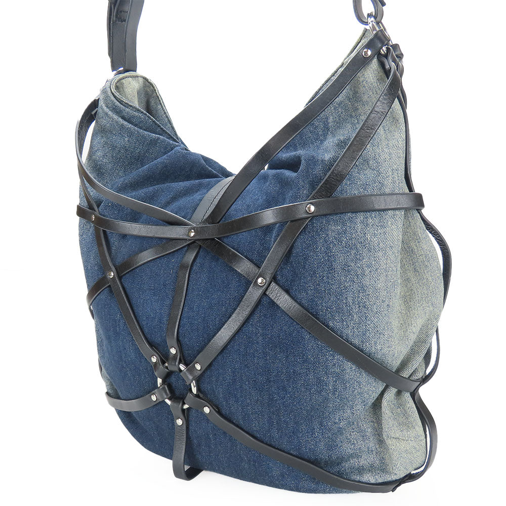 DIESEL Shoulder Bag Denim, Leather Indigo Women Used Authentic