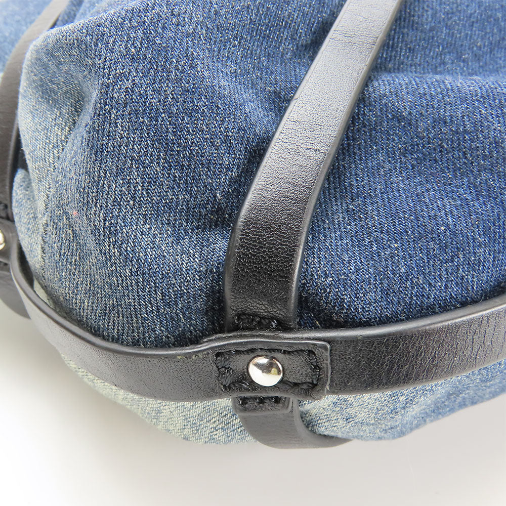 DIESEL Shoulder Bag Denim, Leather Indigo Women Used Authentic