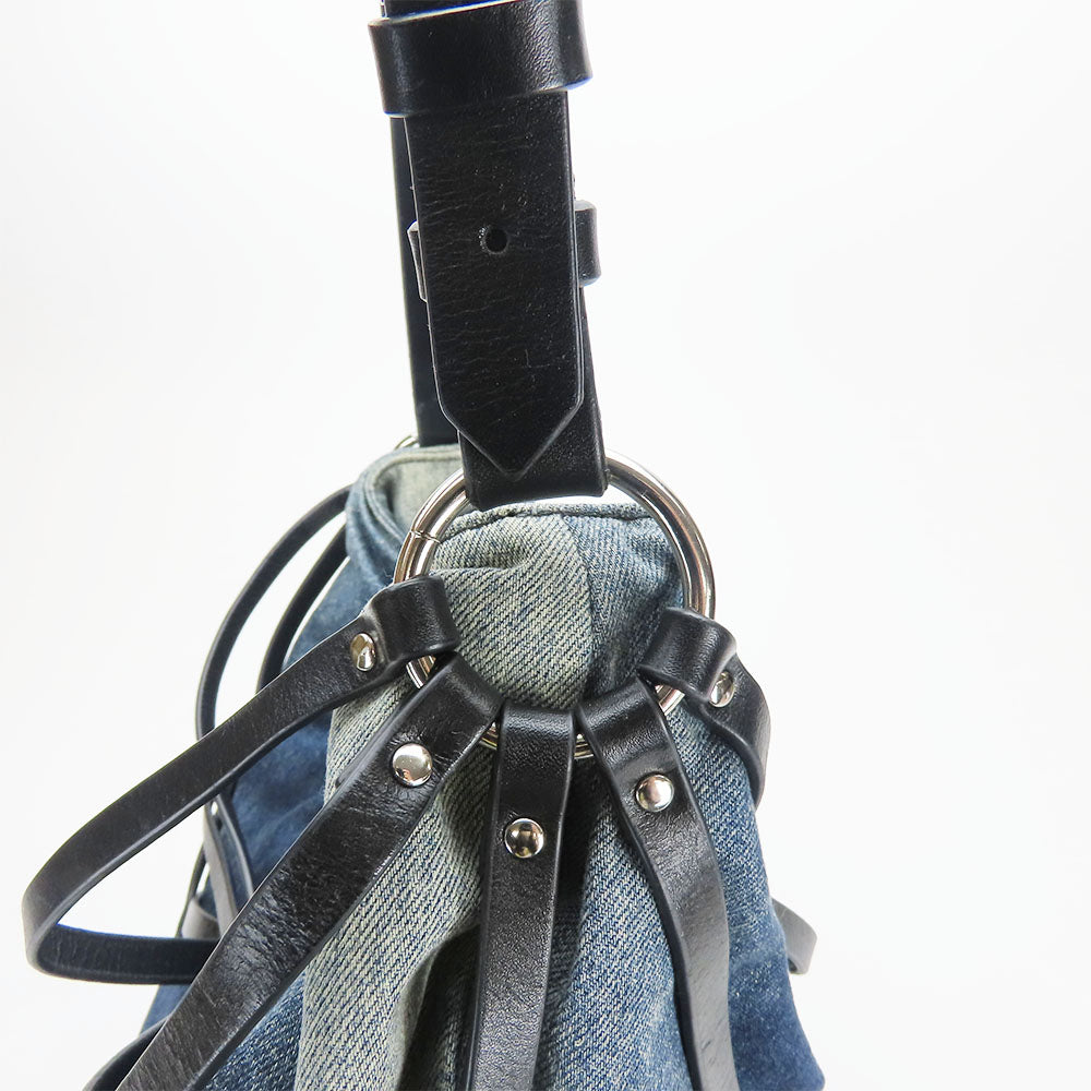 DIESEL Shoulder Bag Denim, Leather Indigo Women Used Authentic
