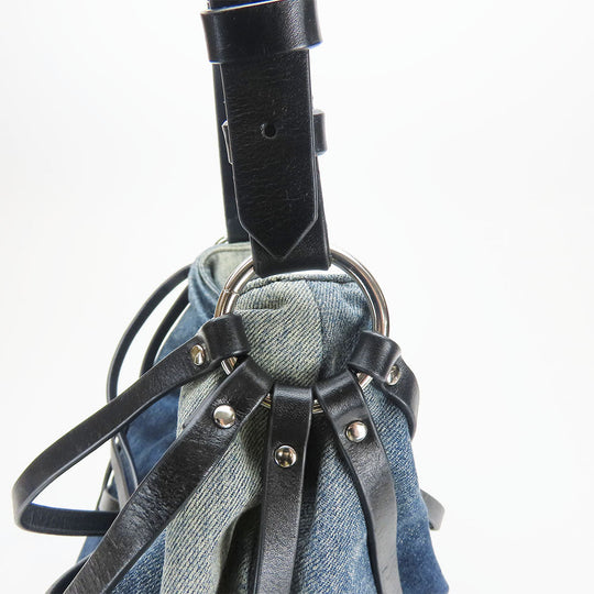 DIESEL Shoulder Bag Denim, Leather Indigo Women Used Authentic