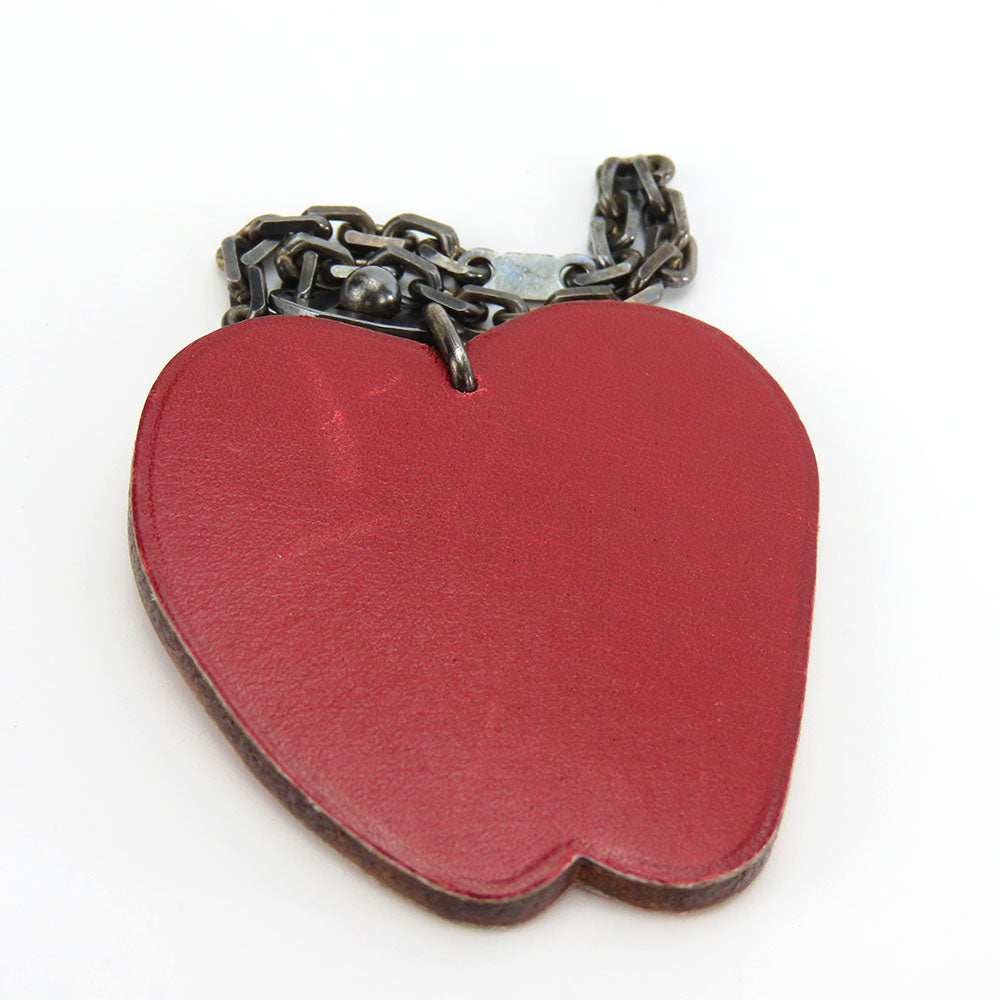 HERMES Bag charm Leather, Silver925 Red Apple Women Used Authentic
