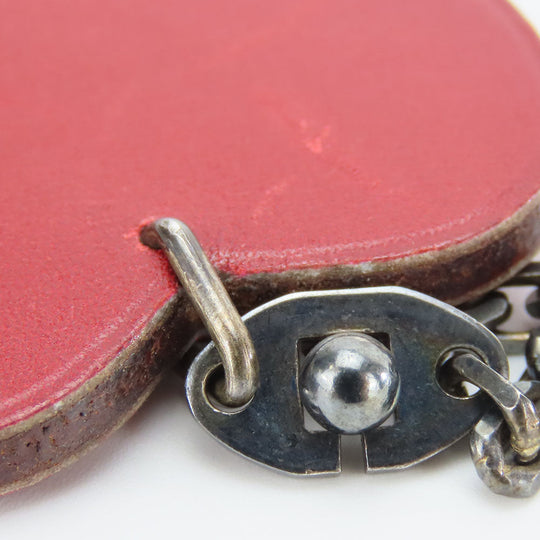 HERMES Bag charm Leather, Silver925 Red Apple Women Used Authentic