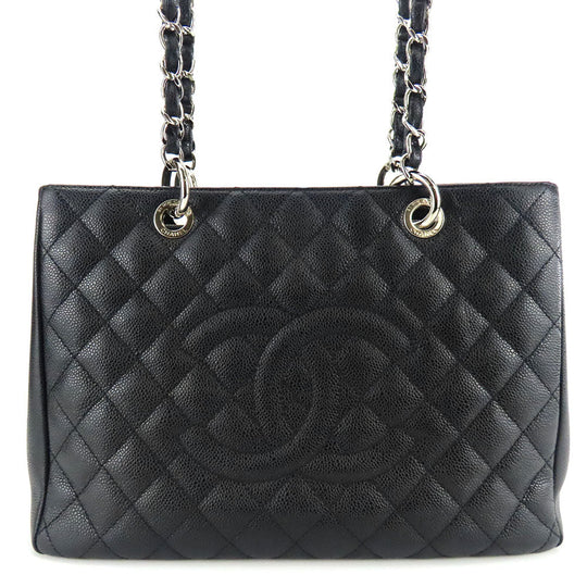 CHANEL Tote Bag Caviar skin black Matrasse GST Women Used Authentic
