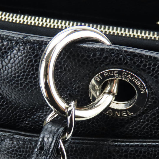 CHANEL Tote Bag Caviar skin black Matrasse GST Women Used Authentic