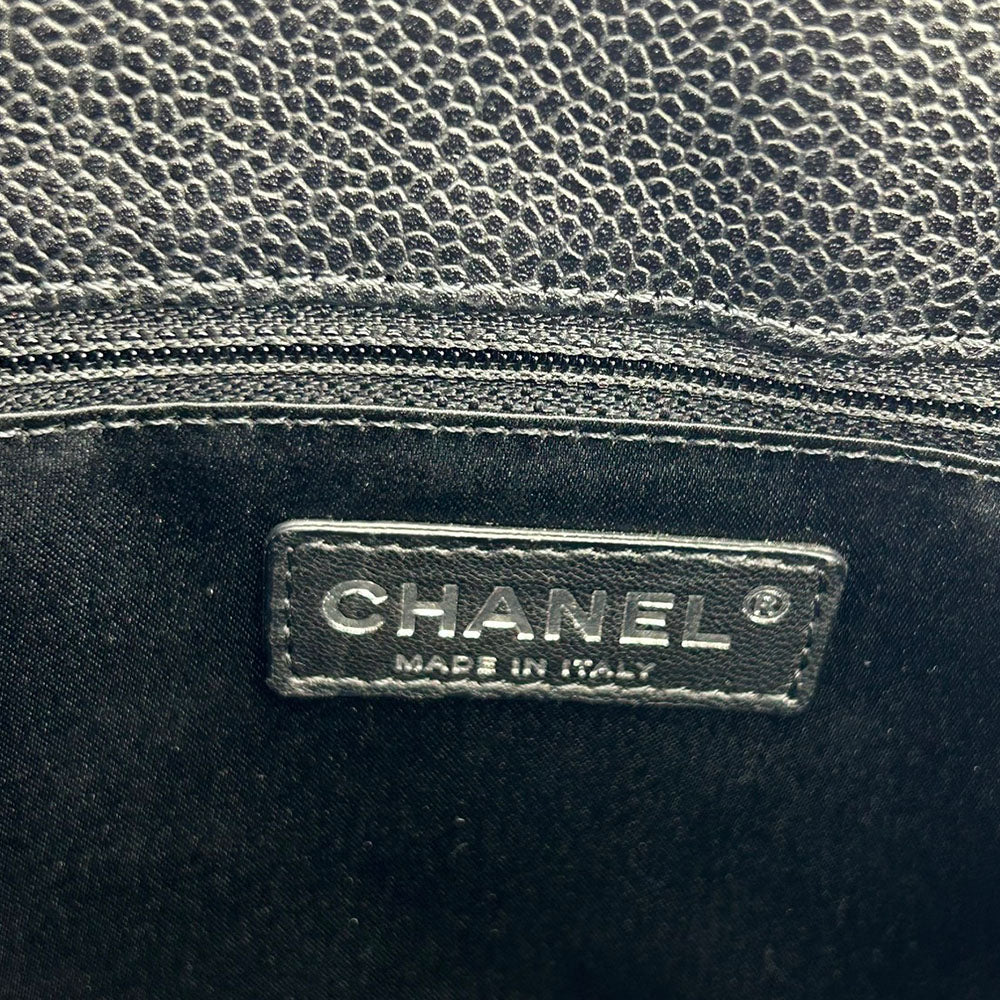 CHANEL Tote Bag Caviar skin black Matrasse GST Women Used Authentic