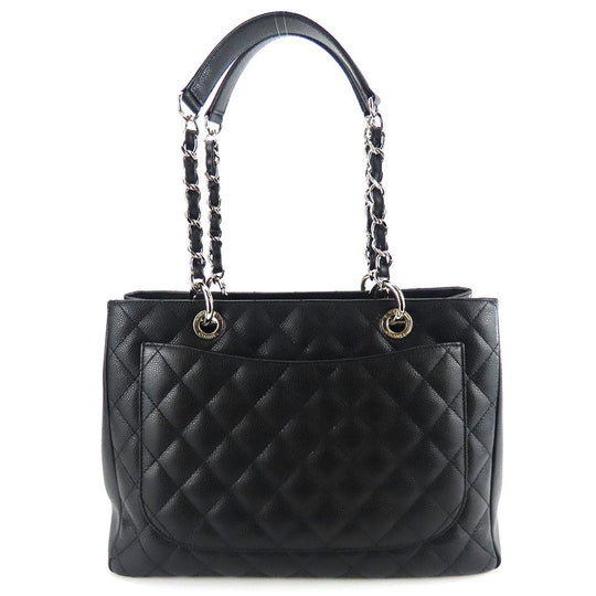 CHANEL Tote Bag Caviar skin black Matrasse GST Women Used Authentic