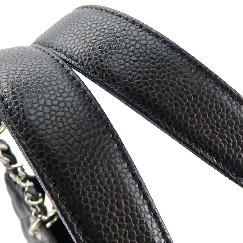 CHANEL Tote Bag Caviar skin black Matrasse GST Women Used Authentic