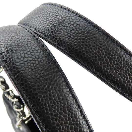 CHANEL Tote Bag Caviar skin black Matrasse GST Women Used Authentic