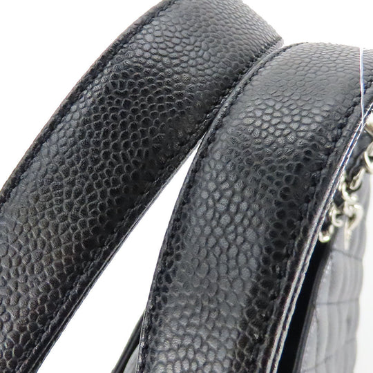 CHANEL Tote Bag Caviar skin black Matrasse GST Women Used Authentic