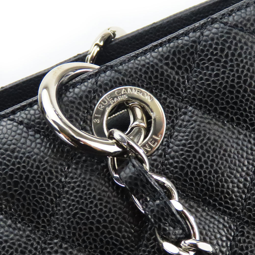CHANEL Tote Bag Caviar skin black Matrasse GST Women Used Authentic