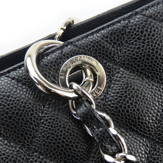 CHANEL Tote Bag Caviar skin black Matrasse GST Women Used Authentic