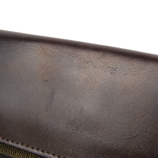 FENDI Long Wallet Purse Canvas, Leather Brown Zucca Women Used Authentic