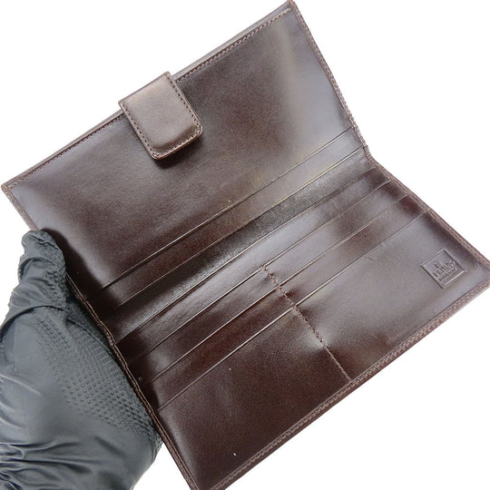FENDI Long Wallet Purse Canvas, Leather Brown Zucca Women Used Authentic
