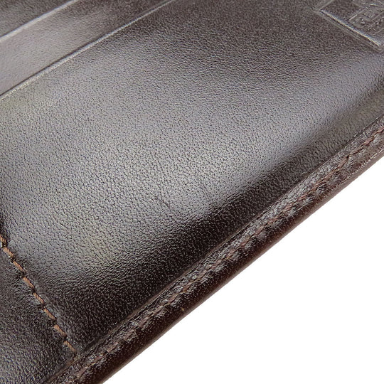 FENDI Long Wallet Purse Canvas, Leather Brown Zucca Women Used Authentic