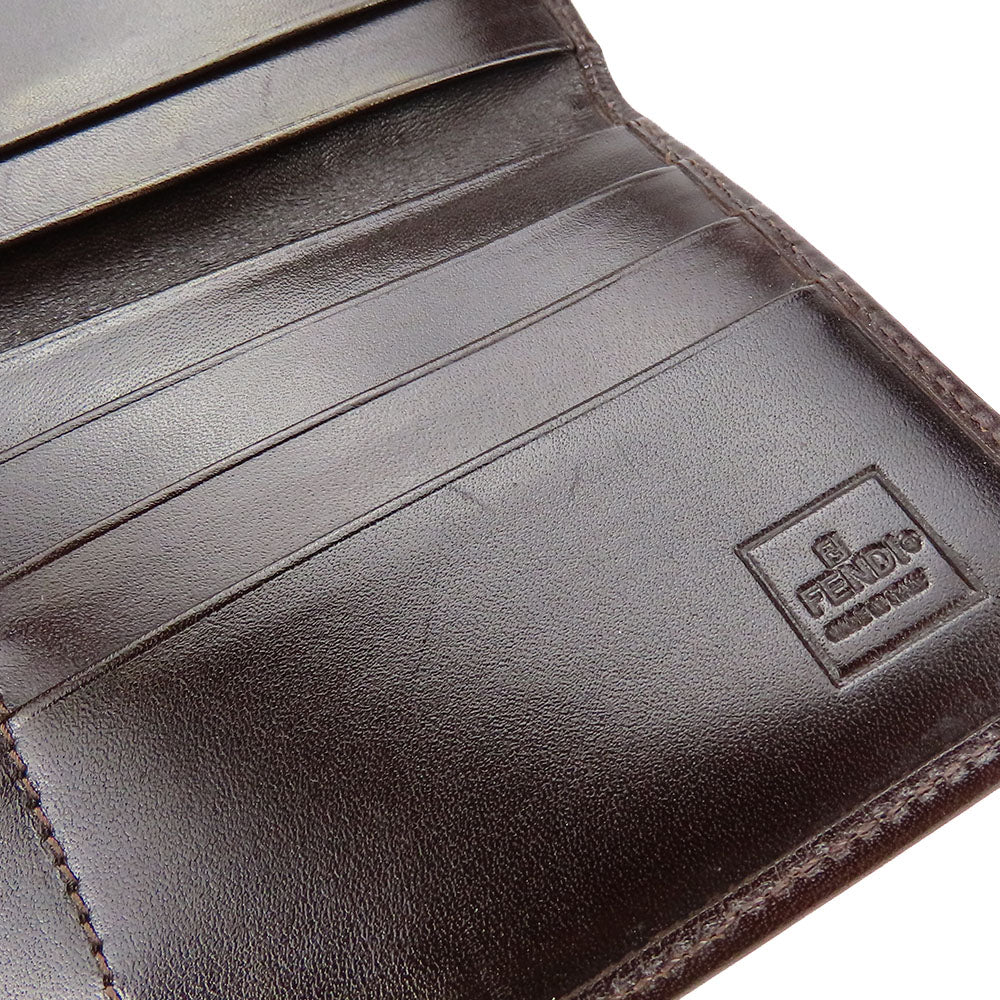 FENDI Long Wallet Purse Canvas, Leather Brown Zucca Women Used Authentic