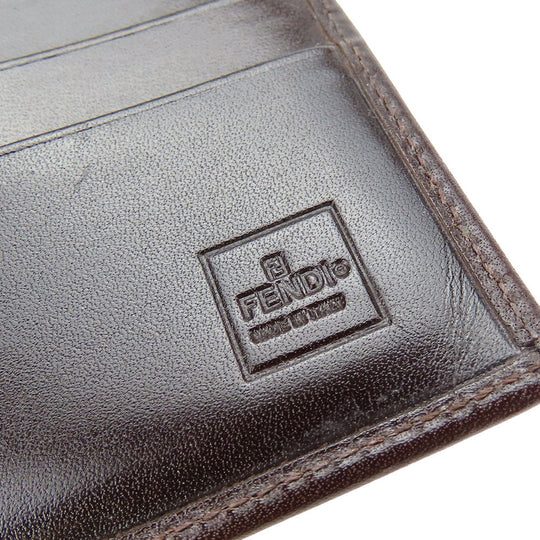 FENDI Long Wallet Purse Canvas, Leather Brown Zucca Women Used Authentic