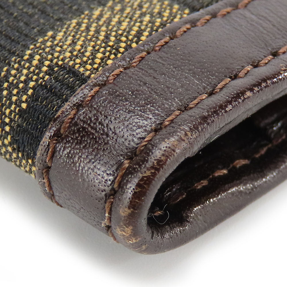 FENDI Long Wallet Purse Canvas, Leather Brown Zucca Women Used Authentic
