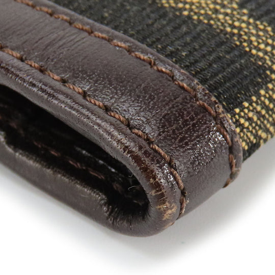 FENDI Long Wallet Purse Canvas, Leather Brown Zucca Women Used Authentic