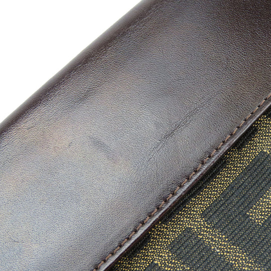 FENDI Long Wallet Purse Canvas, Leather Brown Zucca Women Used Authentic