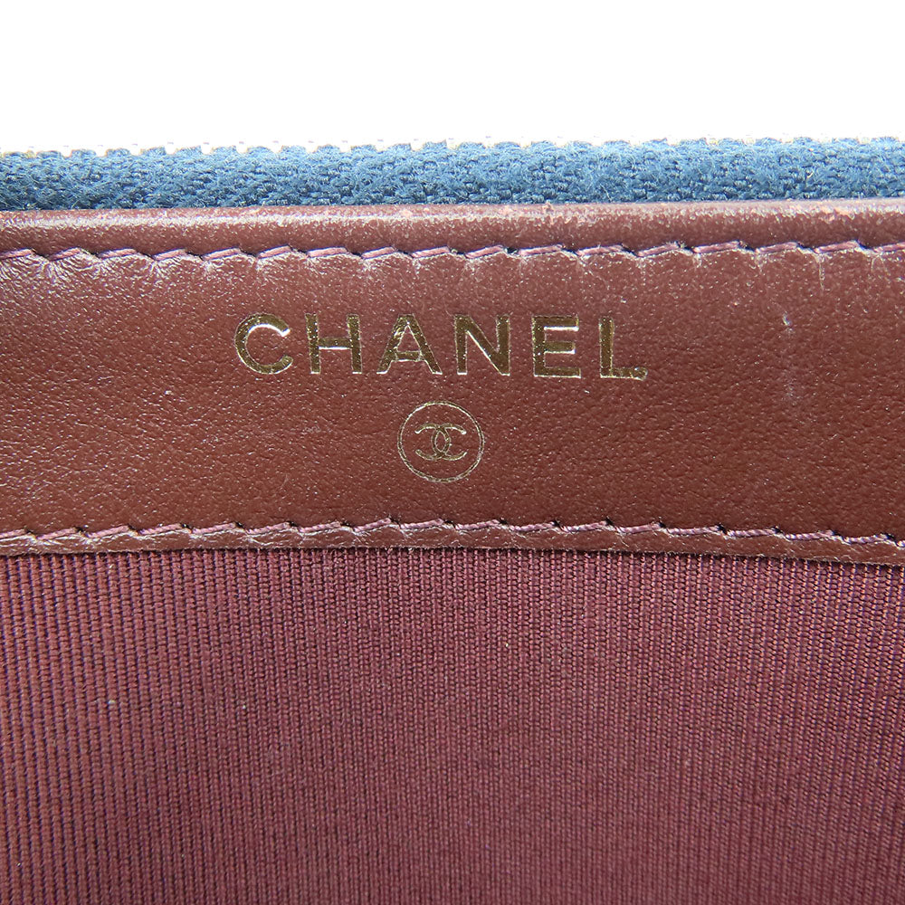 CHANEL Shoulder Bag cotton Navy Chain Women Used Authentic