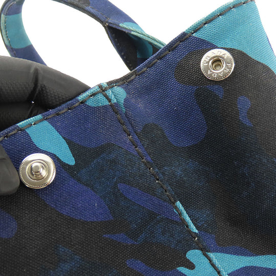 PRADA Handbag B2642B canvas Blue type Canapa Women Used Authentic