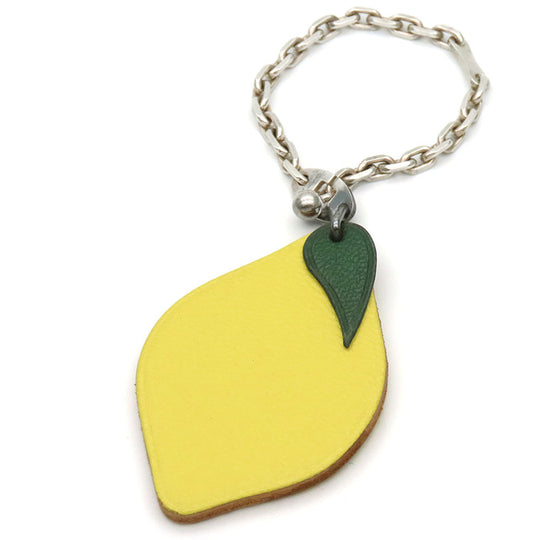 HERMES Bag charm Leather, Silver925 yellow Lemon Women Used Authentic