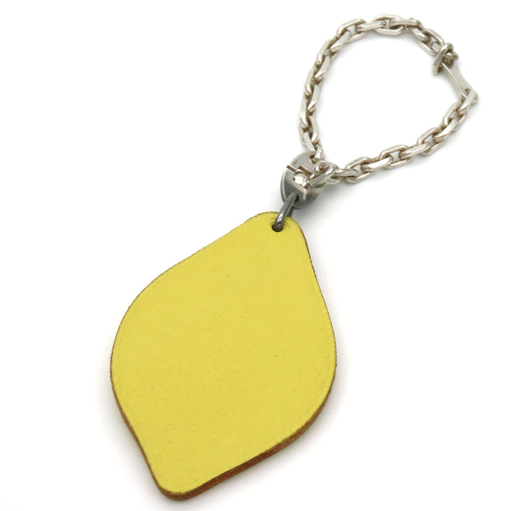HERMES Bag charm Leather, Silver925 yellow Lemon Women Used Authentic