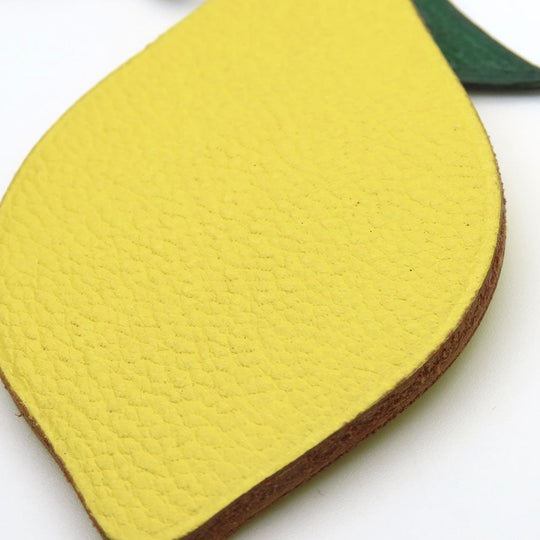 HERMES Bag charm Leather, Silver925 yellow Lemon Women Used Authentic