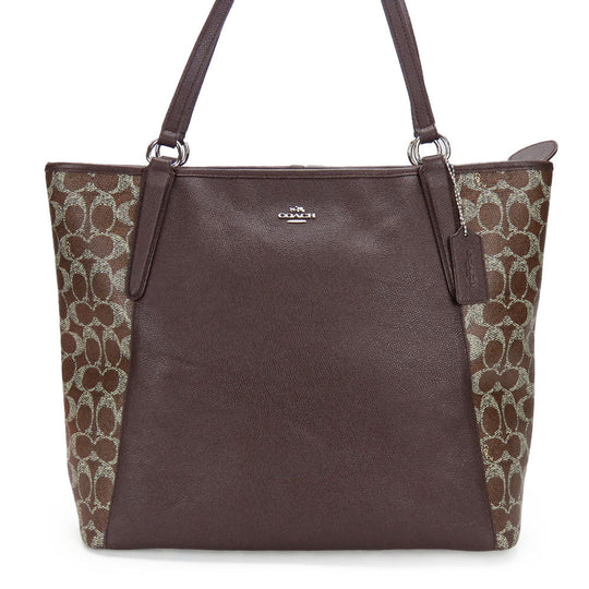 COACH Tote Bag 33480 PVC, Leather Brown Women Used Authentic