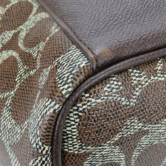 COACH Tote Bag 33480 PVC, Leather Brown Women Used Authentic