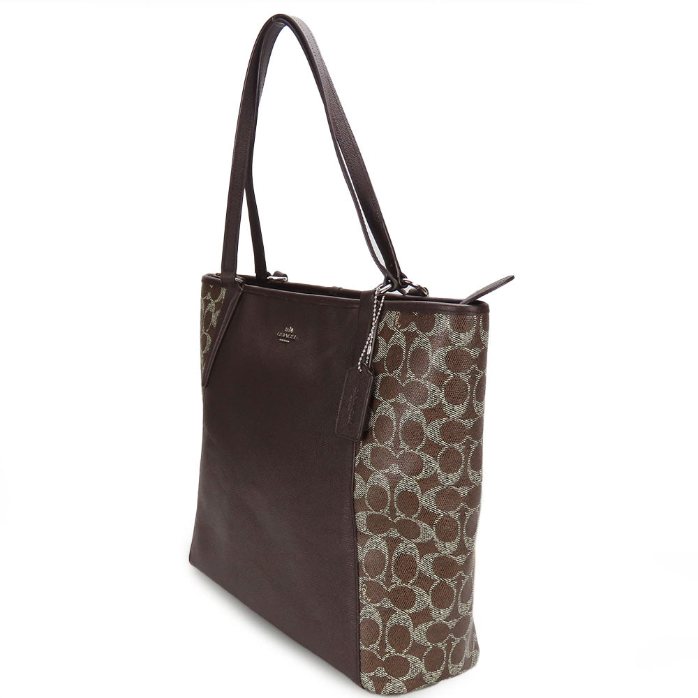 COACH Tote Bag 33480 PVC, Leather Brown Women Used Authentic