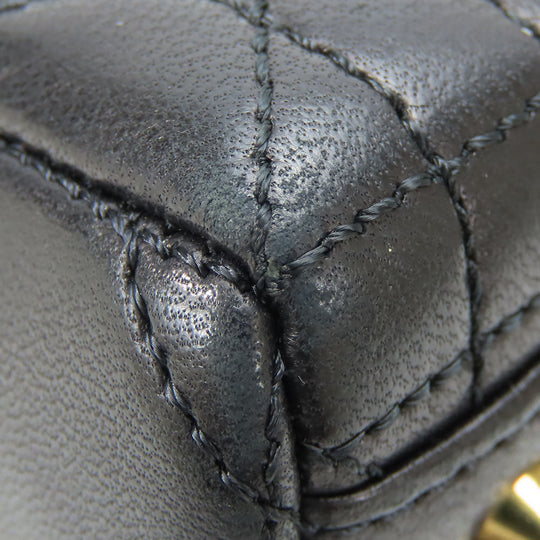 Christian Dior Handbag lambskin black Canage Lady Dior Women Used Authentic