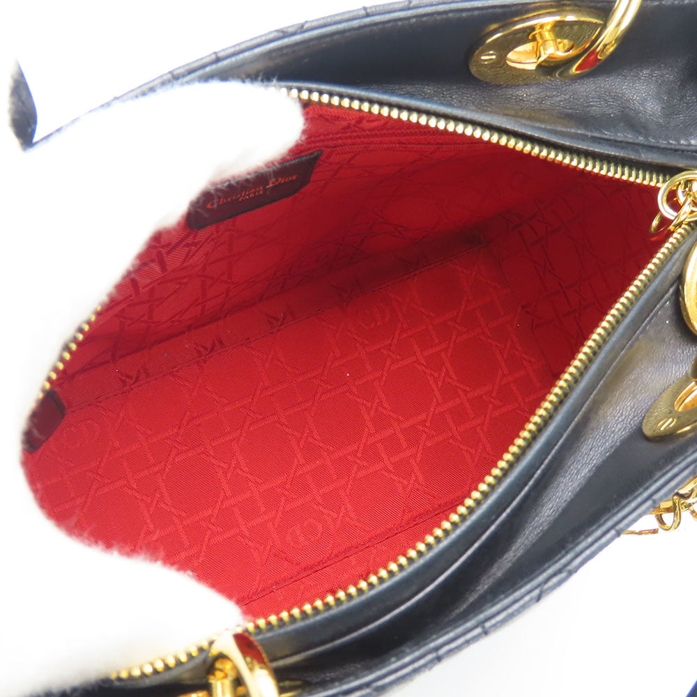 Christian Dior Handbag lambskin black Canage Lady Dior Women Used Authentic