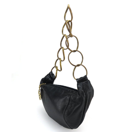 CHANEL Shoulder Bag lambskin black Croissant Women Used Authentic