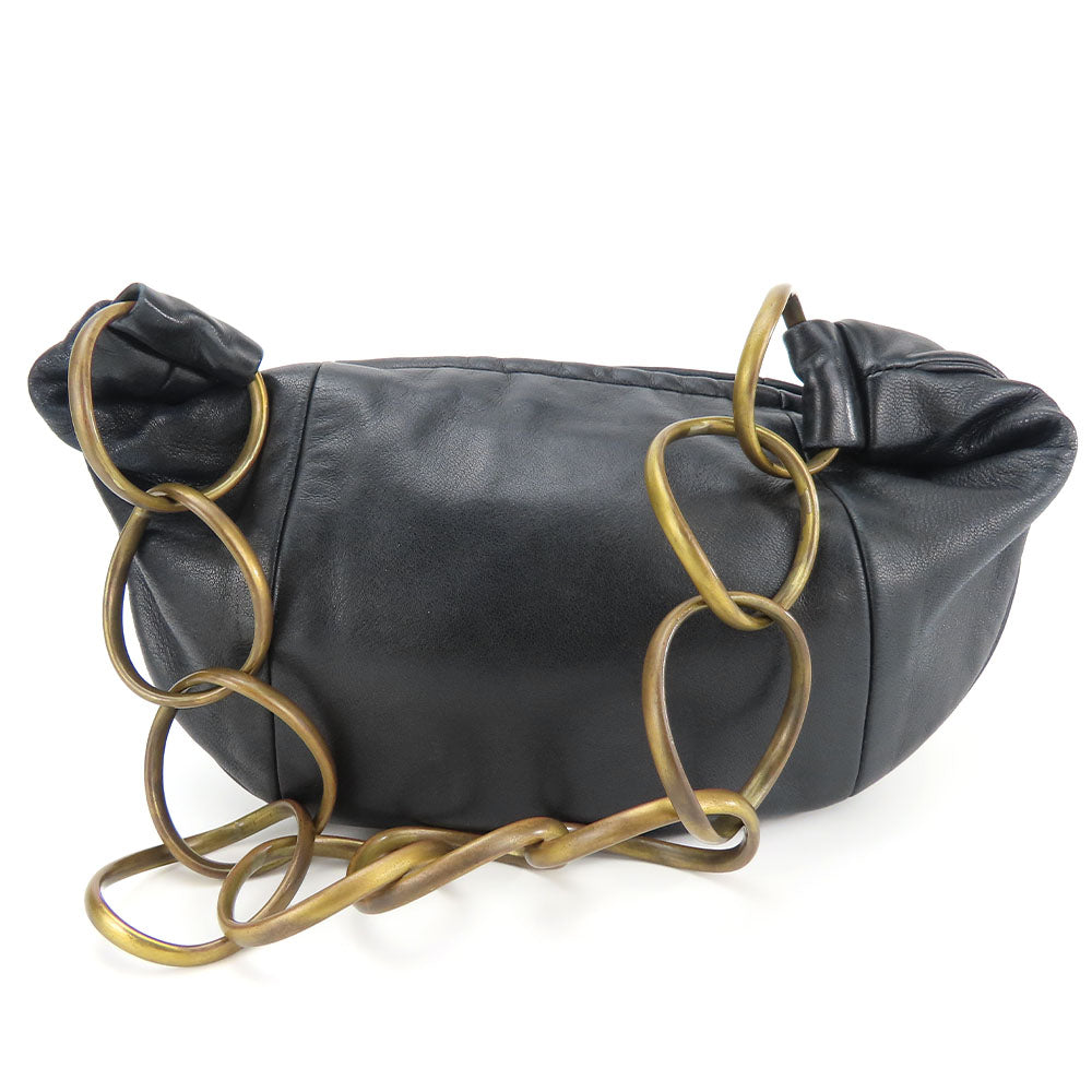 CHANEL Shoulder Bag lambskin black Croissant Women Used Authentic