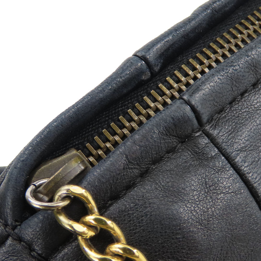 CHANEL Shoulder Bag lambskin black Croissant Women Used Authentic