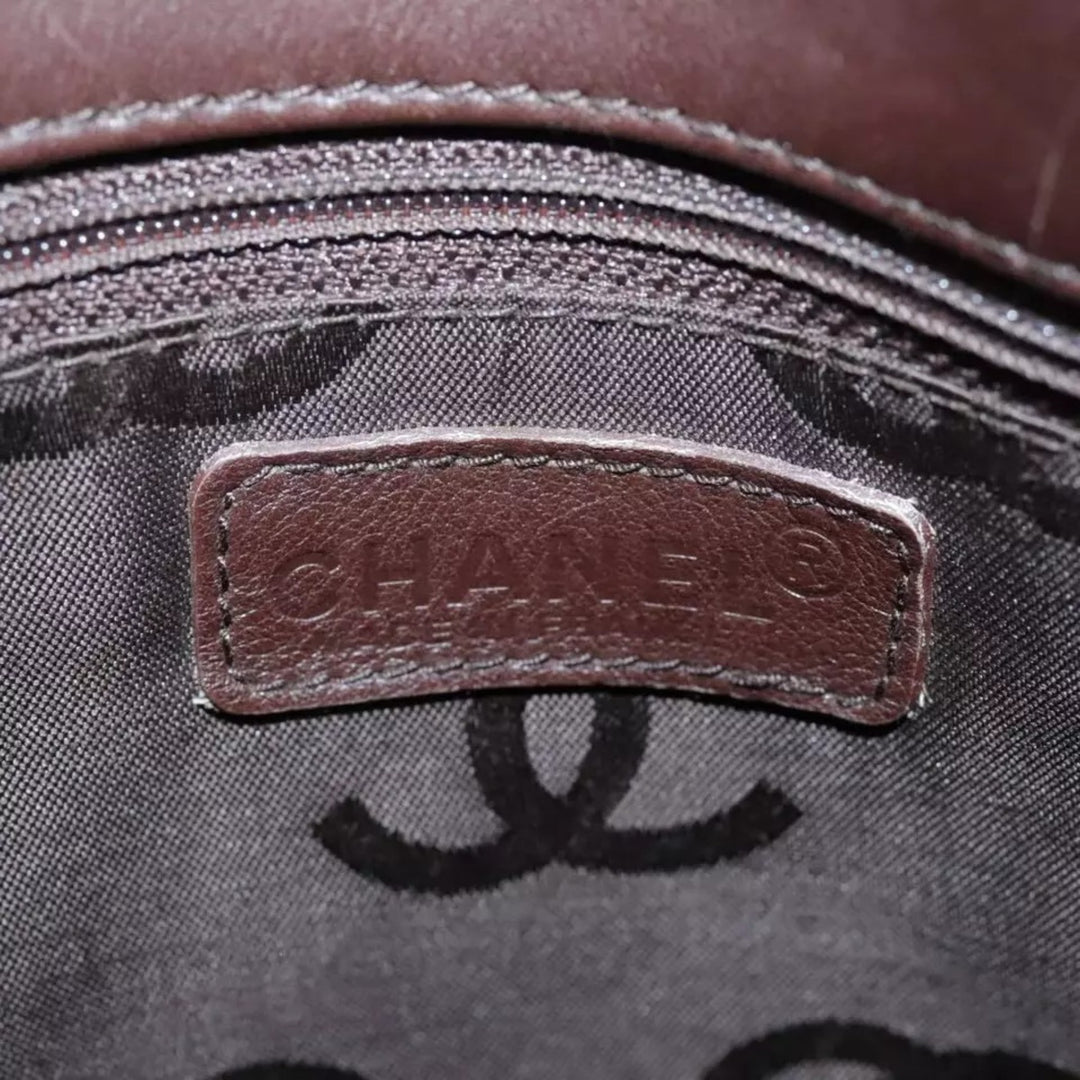 CHANEL Chain Tote Bag Leather Brown CC Women's Vintage Shoulder Bag