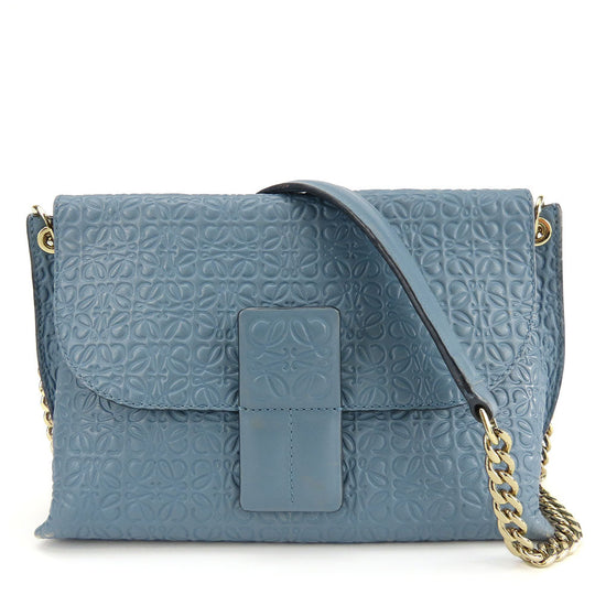 LOEWE Shoulder Bag leather blue Women Used Authentic