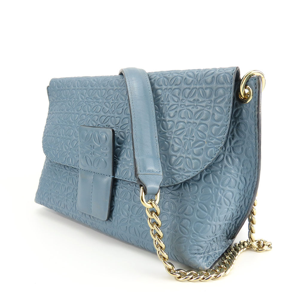 LOEWE Shoulder Bag leather blue Women Used Authentic