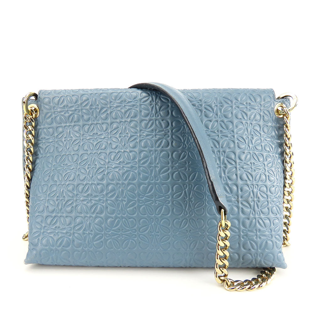 LOEWE Shoulder Bag leather blue Women Used Authentic